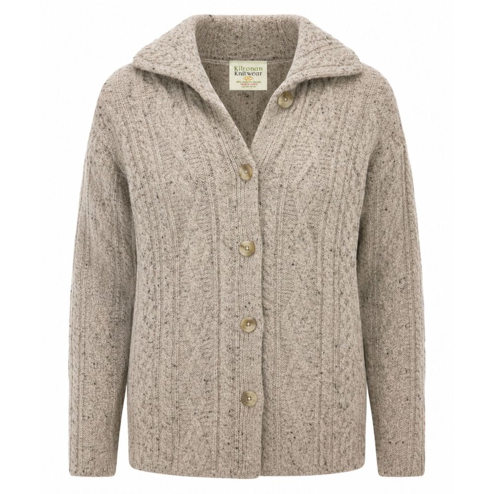 Vintage Kilronan Knitwear Irish Wool Blend Cable Knit Cardigan Medium